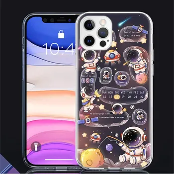 Astronaut Cartoon Case For Apple iPhone 11 13 14 12 Pro 7 8 Plus XR X XS Max 6 6S 14Pro Clear Silicone Phone Cover Coque iPhone 14 Pro Max