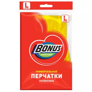 Перчатки латексные Бонус размер 9/L универсальные