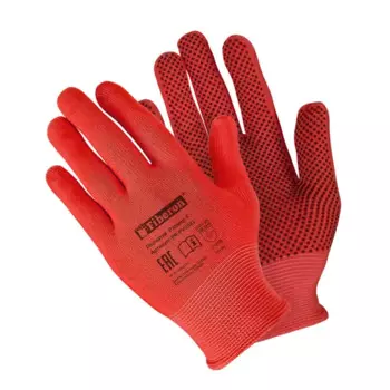 Перчатки ПВХ с микроточками Fiberon размер 9/L цвет красный