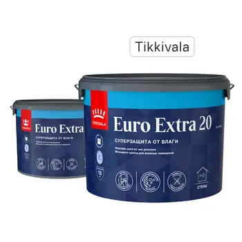 Краска для стен и потолков Tikkurila Euro Extra полуматовая цвет белый база А 9 л
