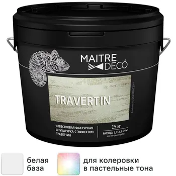 Фактурная штукатурка Maitre Deco «Travertin» известковая эффект травертина 15 кг