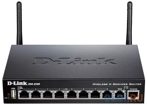 Беспроводной маршрутизатор D-Link DSR-250N/C1A 802.11abgn 300Mbps 2.4 ГГц 5 ГГц 8xLAN USB черный