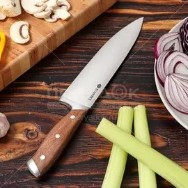 Нож кухонный Daniks, Wood, шеф-нож, нержавеющая сталь, 20 см, рукоятка дерево, 160939-1
