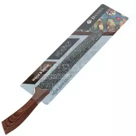 Нож кухонный Daniks, Wood&amp;Stone, для хлеба, нержавеющая сталь, 20 см, рукоятка пластик, YW-A233-BR