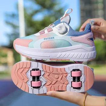 New Runaway Shoes Girls and Boys Students 4-wheel Pulley Shoes Beginner Skates with Wheels Sneakers 29