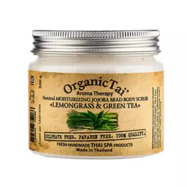 Скраб для тела с гранулами жожоба ЛЕМОНГРАСС и ЗЕЛЕНЫЙ ЧАЙ 200 гр OrganicTai