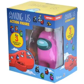Among Us: Фигурки. Серия 2 (розовый герой+3 аксессуара)