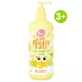 7DAYS Детский шампунь для волос детей BATH BUBBLE PARTY 400.0