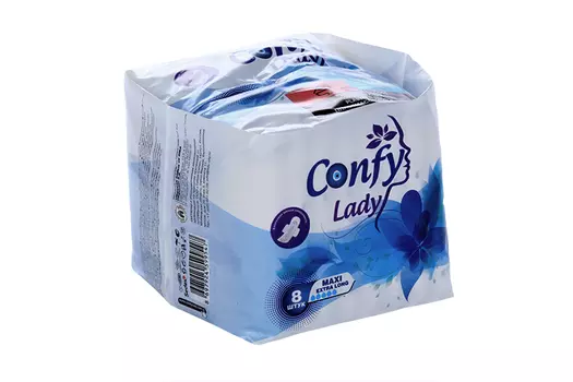 Прокладки Confy LADY Maxi Extra Long гигиенические с крылышками, 8 шт