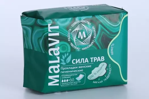 Прокладки Малавит Сила трав женск гигиен 3 капли, 10 шт