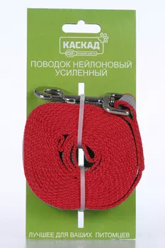 Поводок капрон, усиленный, ширина 25мм, красный-серый 3м
