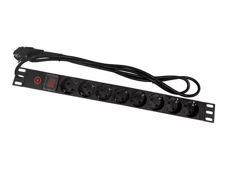 Блок розеток (PDU) Netko PDU 56122, 1U, кол-во розеток:8 (8xЕвро), 16А, черный, кабель питания 1.8 м (56122)