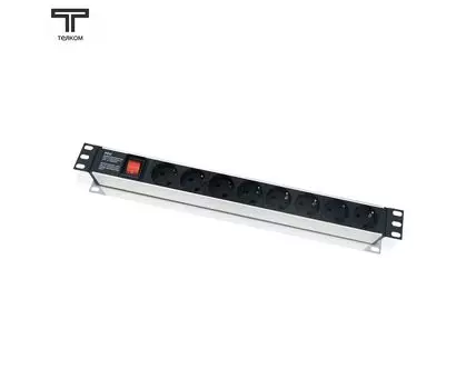 Блок розеток (PDU) ТЕЛКОМ LX-PDU14, 1U, кол-во розеток:8 (8xЕвро), 16А, черный (58653)