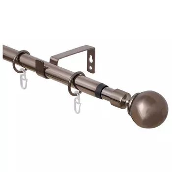 карниз телескоп. 1-рядный ARTTEX 160-300см 16/19мм коньяк наконечник шар, арт.15.688.1