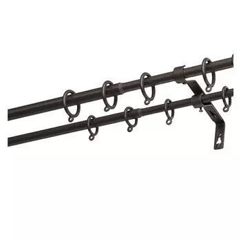карниз телескоп. 2-рядный UGO Loks 150-300см мат.черный наконечник лилия