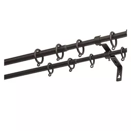 карниз телескоп. 2-рядный UGO Loks 150-300см мат.черный наконечник шар