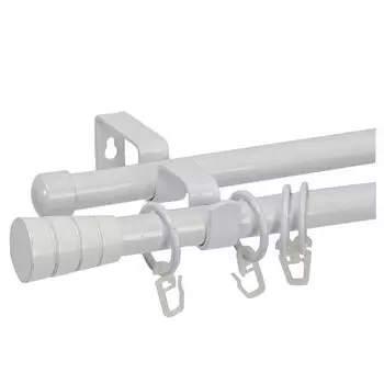 карниз телескоп. 2-рядный UGO LOKS 160-300см 16/19мм белый наконечник конус, арт.White К.
