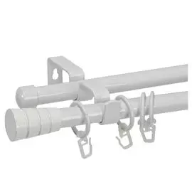карниз телескоп. 2-рядный UGO LOKS 160-300см 16/19мм белый наконечник конус, арт.White К.