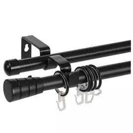 карниз телескоп. 2-рядный UGO LOKS 160-300см 16/19мм мат.черный наконечник конус, арт.Mat black К.