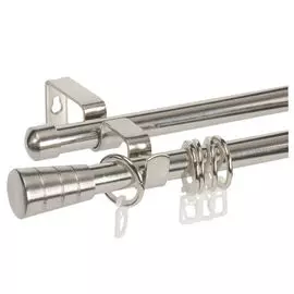 карниз телескоп. 2-рядный UGO LOKS 160-300см 16/19мм сталь наконечник конус, арт.Brushed nickel К