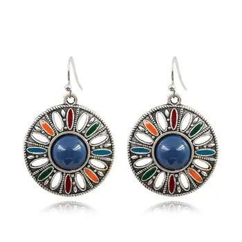 Flower Oil Drop Dangle Hanging Earrings for Women Female Fashion Lovely Ear Ornaments Jewelry Accessories