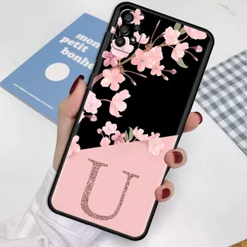 Case For Samsung Galaxy A52 A12 A32 A51 A21s A71 A13 A53 A22 A31 A72 A03 A02s Phone Shell Custom Cherry Blossom Flower Initial M Samsung A52 4G(5G)