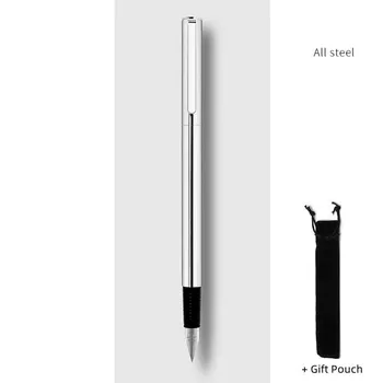 Перьевая ручка Jinhao 65, матовый черный, полностью стальной корпус, сверхтонкие чернильные ручки для письма, офиса, школы, каллиграфии