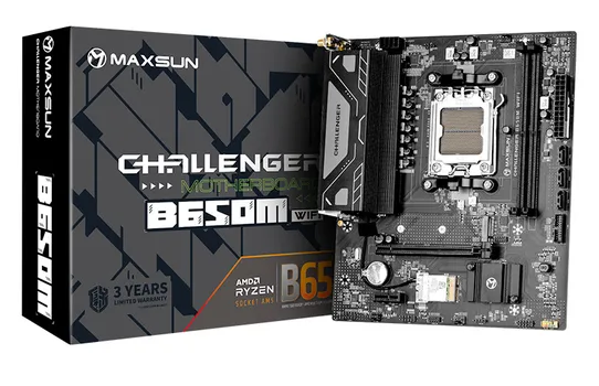Материнская плата mATX MAXSUN Challenger B650M WIFI (AM5, B650, 2*DDR5 (4800), 3*SATA, M.2, 4*USB 3.2, 2*USB 2.0, PCIe x16, DP, HDMI)