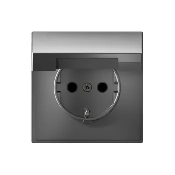 Розетка Systeme Electric ARTGALLERY, скрытый монтаж, однопостовая, с з/к, со шторками, с крышкой, 16А, механизм с накладкой без рамки, IP20, с быстрозажимными клеммами, сталь, 1 шт. (GAL000946S)