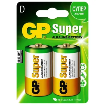 Батарейка GP Super, D (LR20/13А), 1.5V, 2 шт. (13A-2CR2)