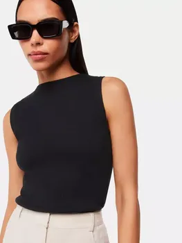 Топ Whistles High Neck Rib Detil, черный