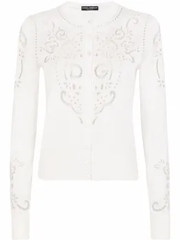 Dolce & Gabbana шелковый кардиган с вышивкой, белый