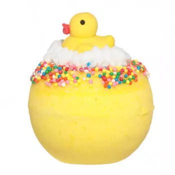 Бомбочка для ванны, 130 гр, с игрушкой, желтая, Дыня, Утка, Duck