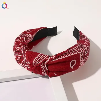 Женская винтажная повязка для волос, женская эластичная повязка для волос с узлом, широкая повязка на голову с витой тканью, тюрбан, вязаные повязки на голову