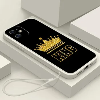 N94 Queen King Crown с ремешком Силиконовые чехлы для телефонов с прямым краем для Xiaomi Poco X5 F6 Redmi Note 13 Pro 12C Realme C55 Противоударный чехол Huawei Xiaomi 10T Pro/10T