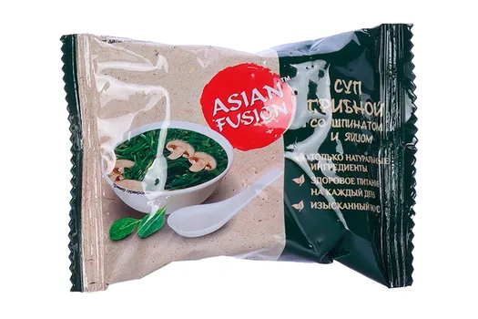 Суп Asian Fusion быстрого приготовления грибной со шпинатом и яйцом, 12 г