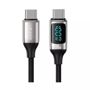 Дата-Кабель USAMS US-SJ558 U78 Type-C - Type-C, PD 100W Fast Charging, 2m, черный (SJ558USB01)