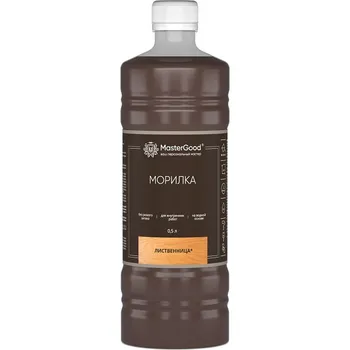 морилка деревозащитная MASTERGOOD лиственница 0,5л, арт.мор-0,5/листв