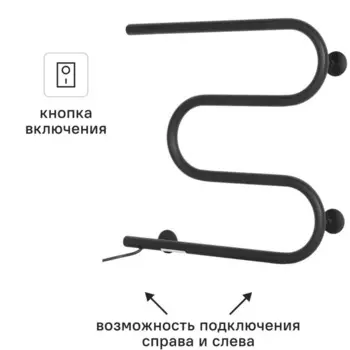Полотенцесушитель электрический Equation 500x500 мм 50 Вт М-образный цвет черный