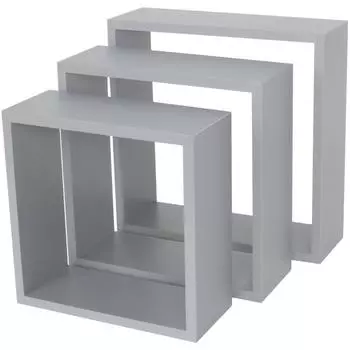 Набор настенных полок 24x24 см/27x27 см/30x30 см цвет серый 3 шт.