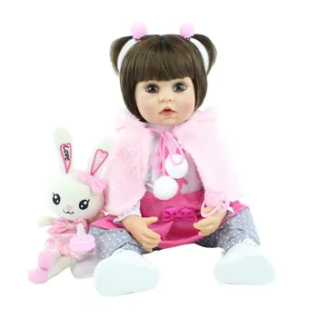 BZDOLL 55 см полностью силиконовая кукла реборн для девочек, реалистичная новорожденная принцесса для маленьких детей, Bebe Kids Boneca, нарядная игрушка 55cm, Brown eyes