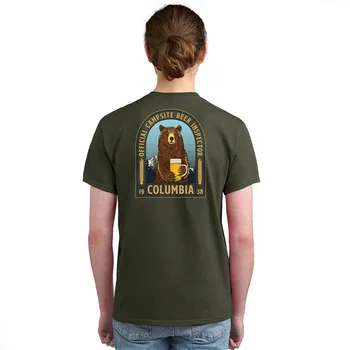 Мужская футболка Columbia с коротким рукавом и рисунком, цвет Green Bear Beer