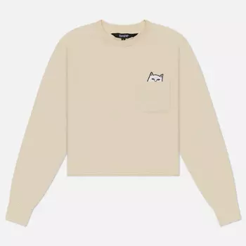 Женский лонгслив RIPNDIP Lord Nermal Cropped Pocket, цвет бежевый, размер XS