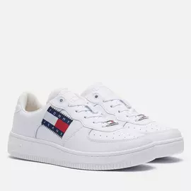 Женские кроссовки Tommy Jeans Leather Badge Cupsole Basketball Trainers, цвет белый, размер 39 EU