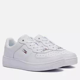 Женские кроссовки Tommy Jeans Textured Leather Basket Cupsole, цвет белый, размер 36 EU