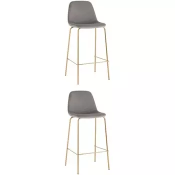 Стул барный Валенсия SN велюр серый золотые ножки 2 шт Stool Group (арт.УТ000038305)