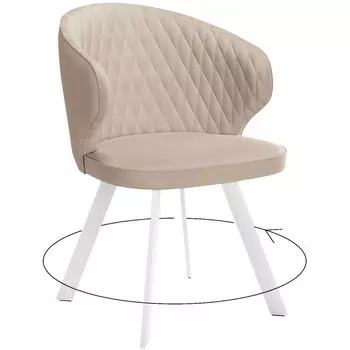Стул DikLine 249 поворотный, B03 BEIGE, ножки белые Dikline