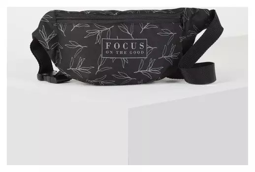 Сумка на пояс "Focus On The Good", 32* 8*15, отд на молнии, черная