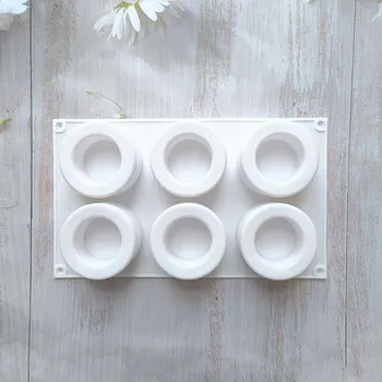 6 Cavity Small Round Cup Candle Mold Dessert Pudding Baking Cup Utensils Cake Candle Mousse Baking Mold Home Decoration белый