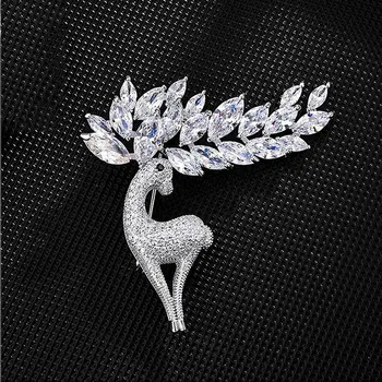 Брошь Big Horn Deer Circon Brooch High-End Sika Deer Brooch Buckle Pin Clothing Accessories Brooch золотой